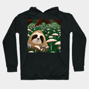 Sloth in a Mushroom Field Hoodie